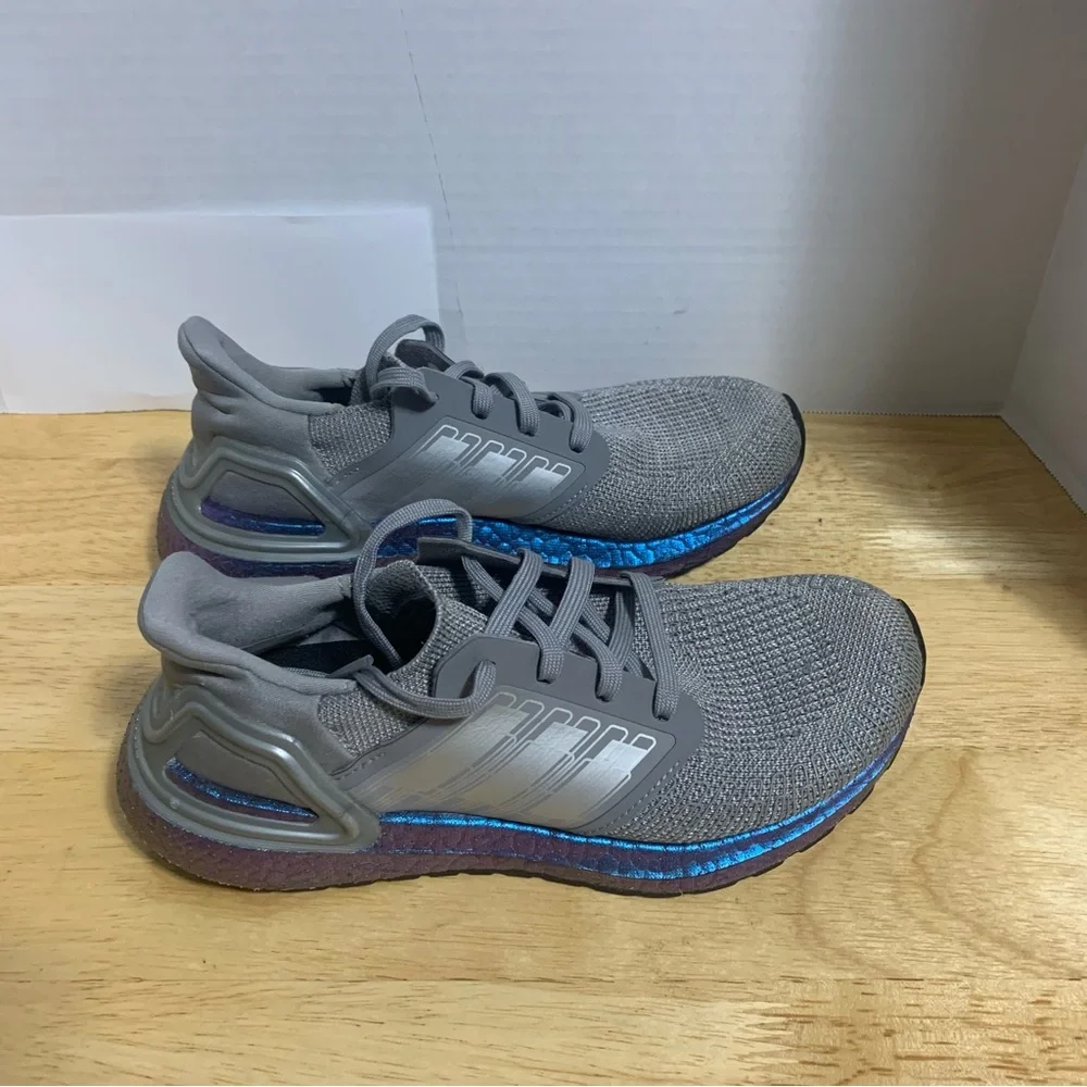 Adidas Ultra Boost 20 J Shoes Dove Grey Boost Blue Violet EG4810 NASA Size 5‎